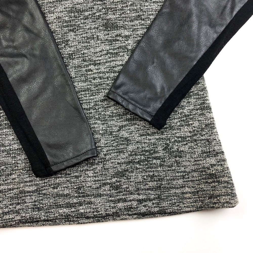 ASOS Faux Leather Sleeve Heather Gray Top A203 - Picture 7 of 8